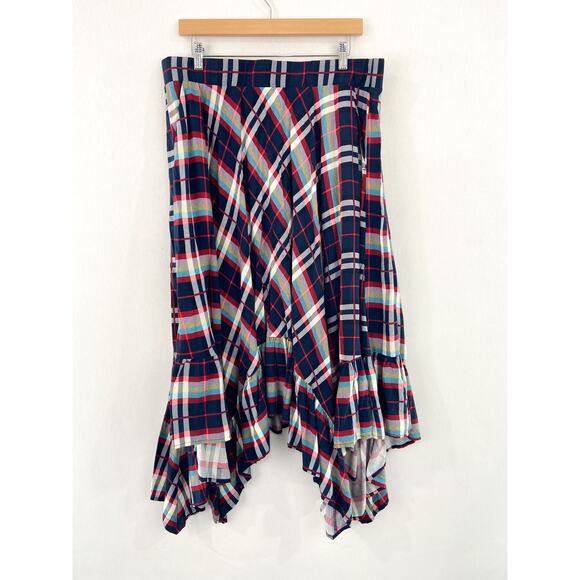 Torrid Plaid Hankerchief Red Plaid Midi Skirt size 1X Academia - Picture 5 of 8